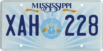 MS license plate XAH228