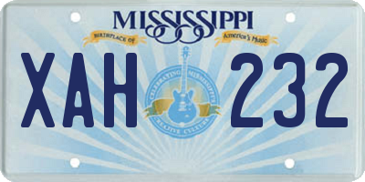 MS license plate XAH232