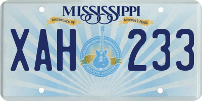 MS license plate XAH233