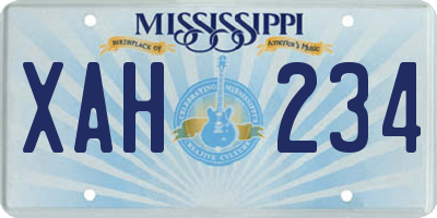 MS license plate XAH234