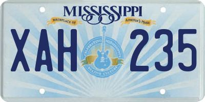 MS license plate XAH235