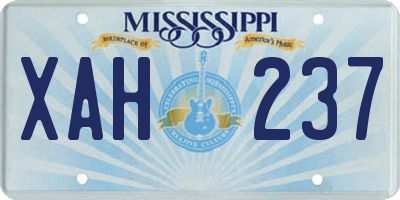 MS license plate XAH237