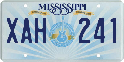 MS license plate XAH241
