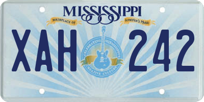 MS license plate XAH242
