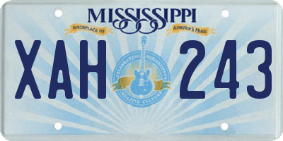 MS license plate XAH243