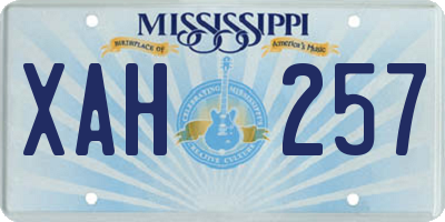 MS license plate XAH257