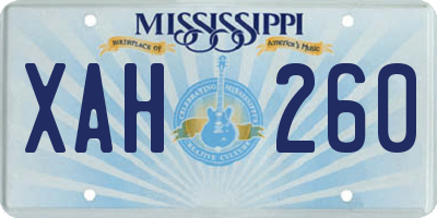 MS license plate XAH260