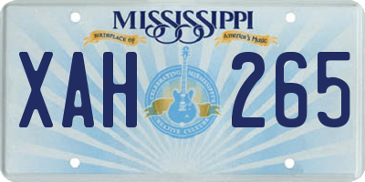 MS license plate XAH265
