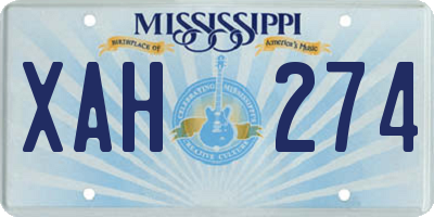 MS license plate XAH274