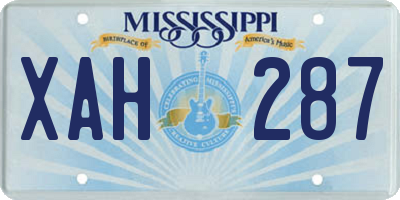MS license plate XAH287