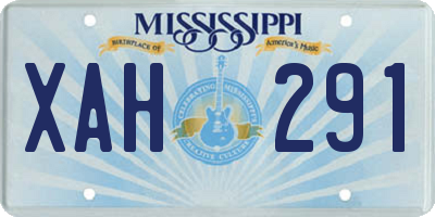 MS license plate XAH291