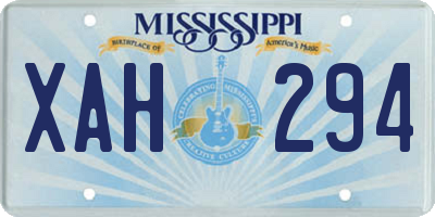 MS license plate XAH294