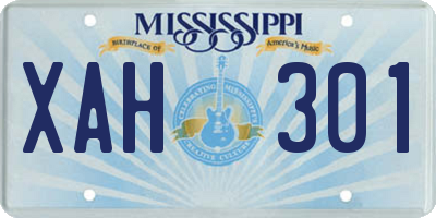 MS license plate XAH301