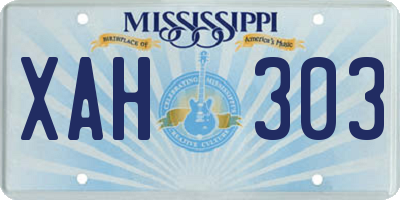MS license plate XAH303