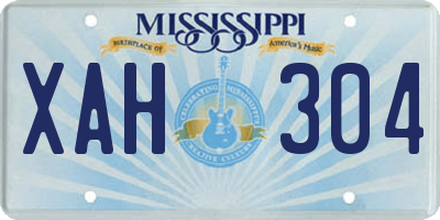 MS license plate XAH304