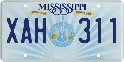 MS license plate XAH311