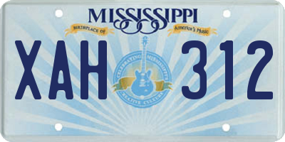 MS license plate XAH312