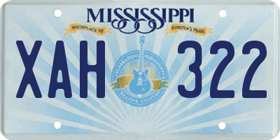 MS license plate XAH322