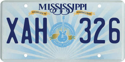MS license plate XAH326