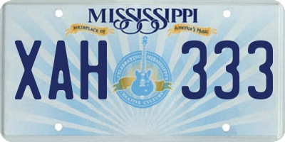 MS license plate XAH333