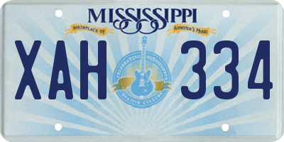 MS license plate XAH334