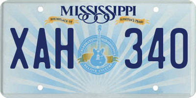 MS license plate XAH340