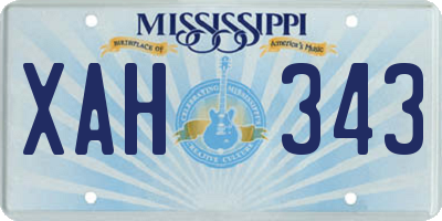 MS license plate XAH343