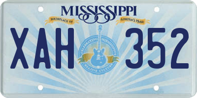 MS license plate XAH352