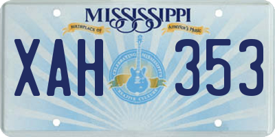 MS license plate XAH353