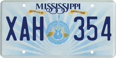 MS license plate XAH354