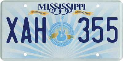 MS license plate XAH355
