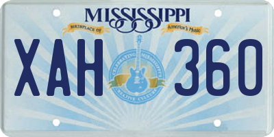 MS license plate XAH360