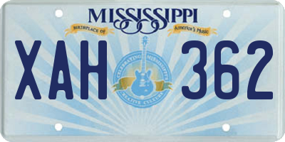 MS license plate XAH362