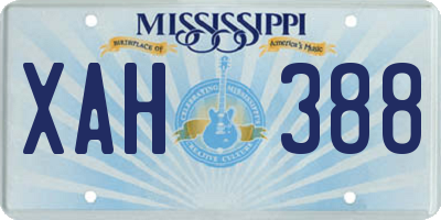 MS license plate XAH388