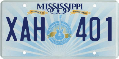 MS license plate XAH401