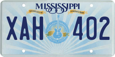 MS license plate XAH402