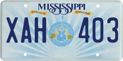 MS license plate XAH403