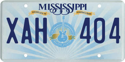 MS license plate XAH404