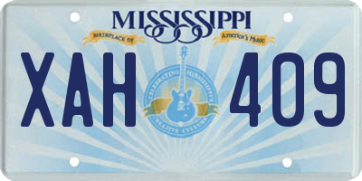 MS license plate XAH409
