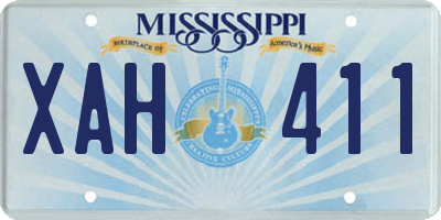 MS license plate XAH411