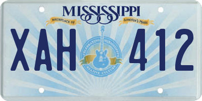 MS license plate XAH412