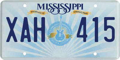 MS license plate XAH415