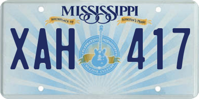 MS license plate XAH417