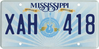 MS license plate XAH418