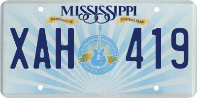 MS license plate XAH419