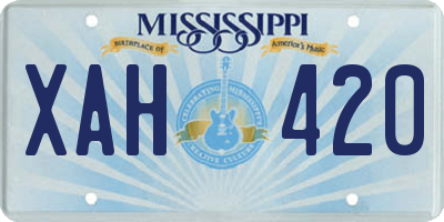 MS license plate XAH420