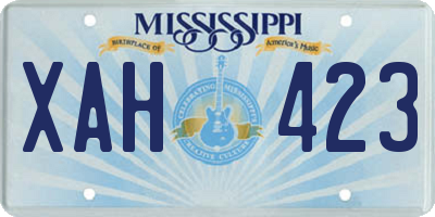 MS license plate XAH423
