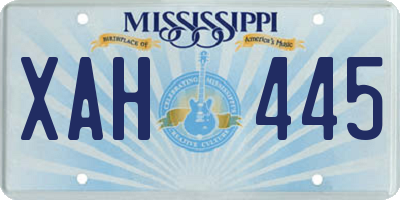 MS license plate XAH445