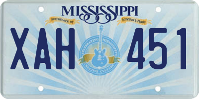 MS license plate XAH451