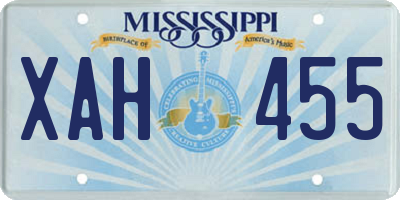 MS license plate XAH455